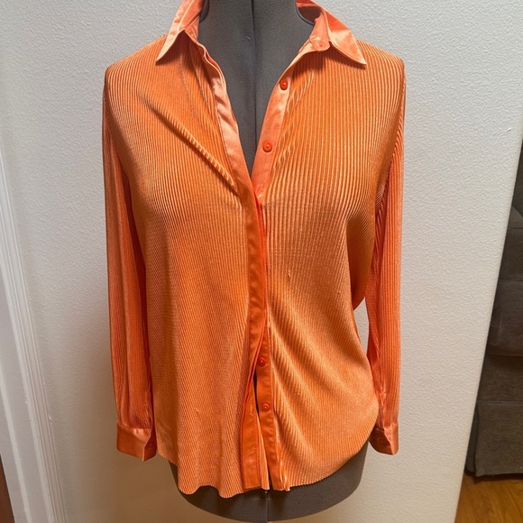 Molly Bracken Tops - Orange Satin Women's Top and Pant set